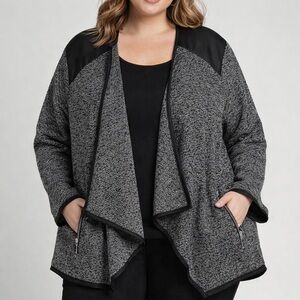 a.n.a Stylish Charcoal and Black Open Front Cardigan